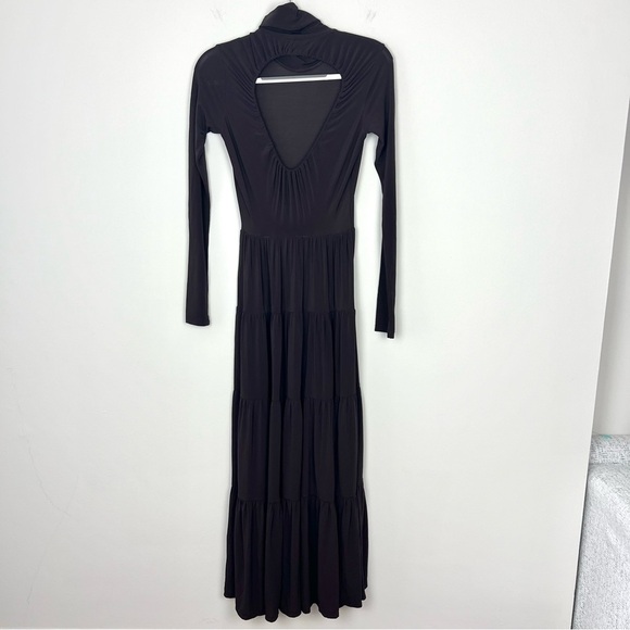 A.L.C. Corinna Turtleneck Tiered Maxi Dress Open Back Chocolate Brown - Picture 7 of 11